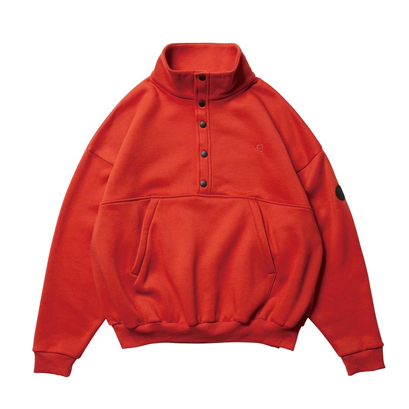 SNAP BUTTON STAND SWEAT TOP -3.COLOR-(RED)