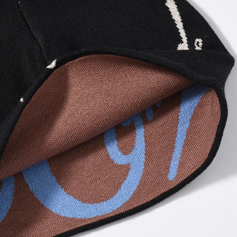 SCRIPT LOGO REVERSIBLE BEANIE -BLACK/BROWN-