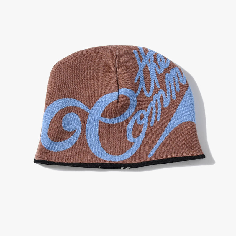 SCRIPT LOGO REVERSIBLE BEANIE -BLACK/BROWN-