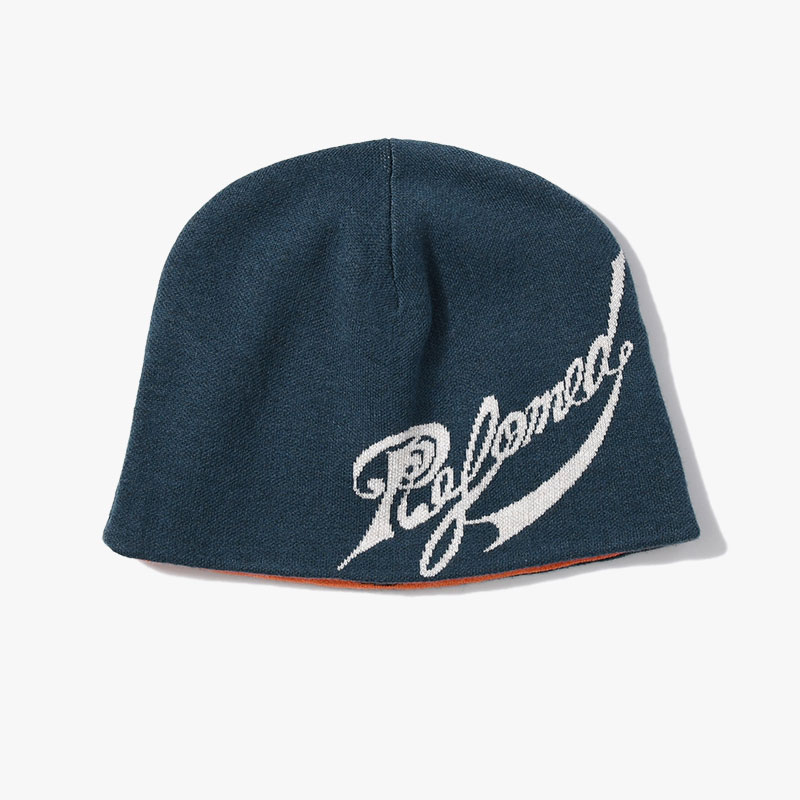 SCRIPT LOGO REVERSIBLE BEANIE -BLUE/ORANGE-