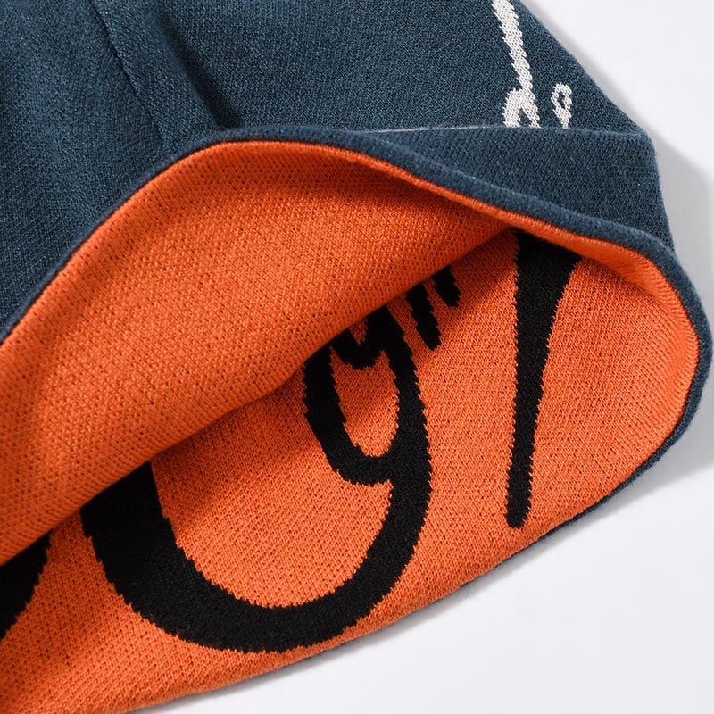 SCRIPT LOGO REVERSIBLE BEANIE -BLUE/ORANGE-