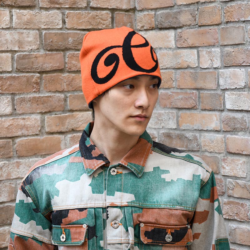 SCRIPT LOGO REVERSIBLE BEANIE -BLUE/ORANGE-