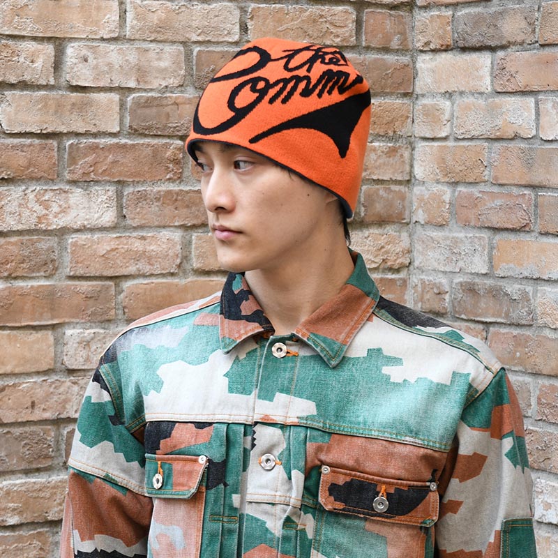 SCRIPT LOGO REVERSIBLE BEANIE -BLUE/ORANGE-