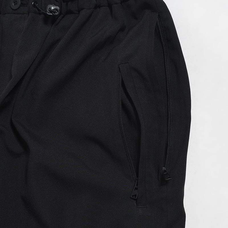 LIGHT WEIGHT WIDE TROUSERS -BLACK-
