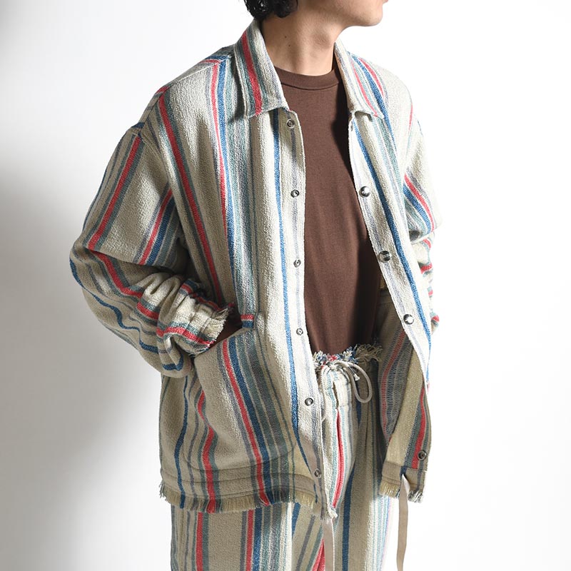 FRINGE COACH JACKET -WHITE STRIPE-