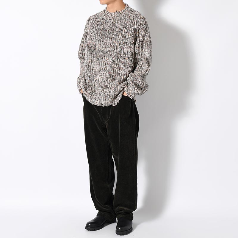 COLOR NEP DAMAGE KNIT -BEIGE MIX-