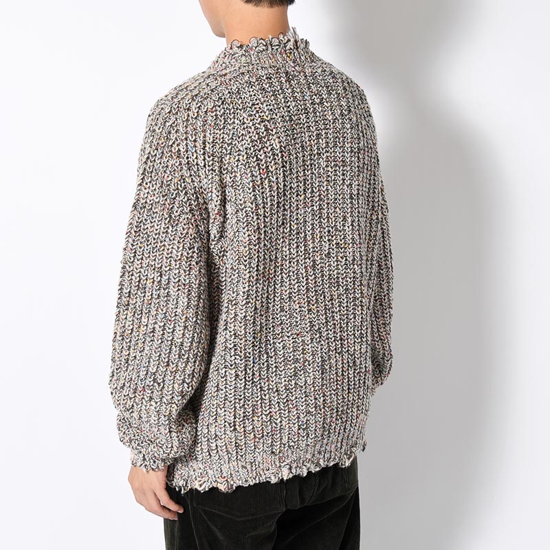 COLOR NEP DAMAGE KNIT -BEIGE MIX-