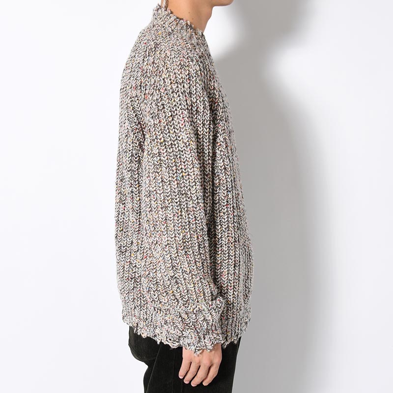 COLOR NEP DAMAGE KNIT -BEIGE MIX-