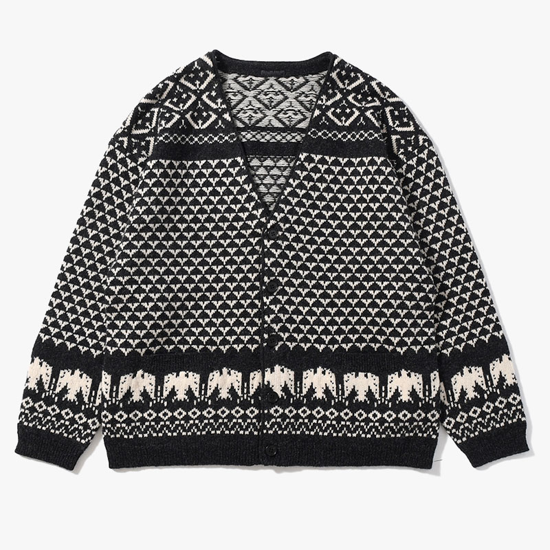 SHETLAND NORDIC CARDIGAN -BLACK-