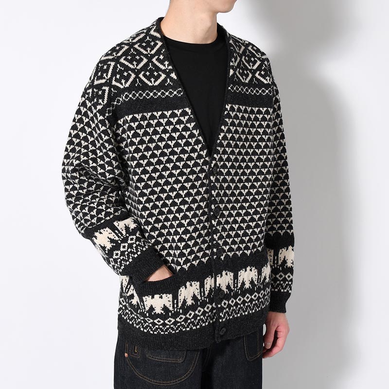 SHETLAND NORDIC CARDIGAN -BLACK-