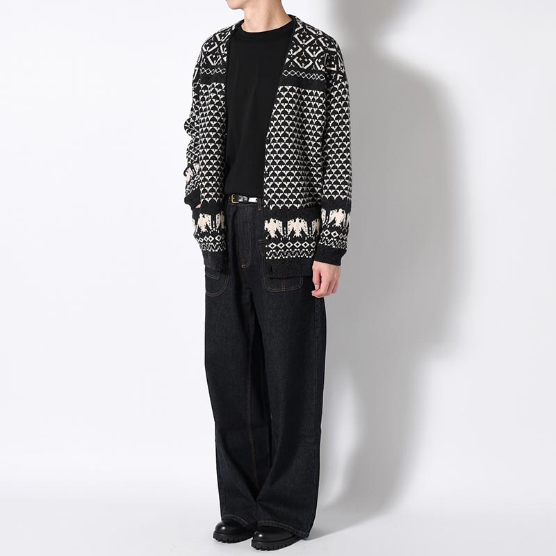 SHETLAND NORDIC CARDIGAN -BLACK-