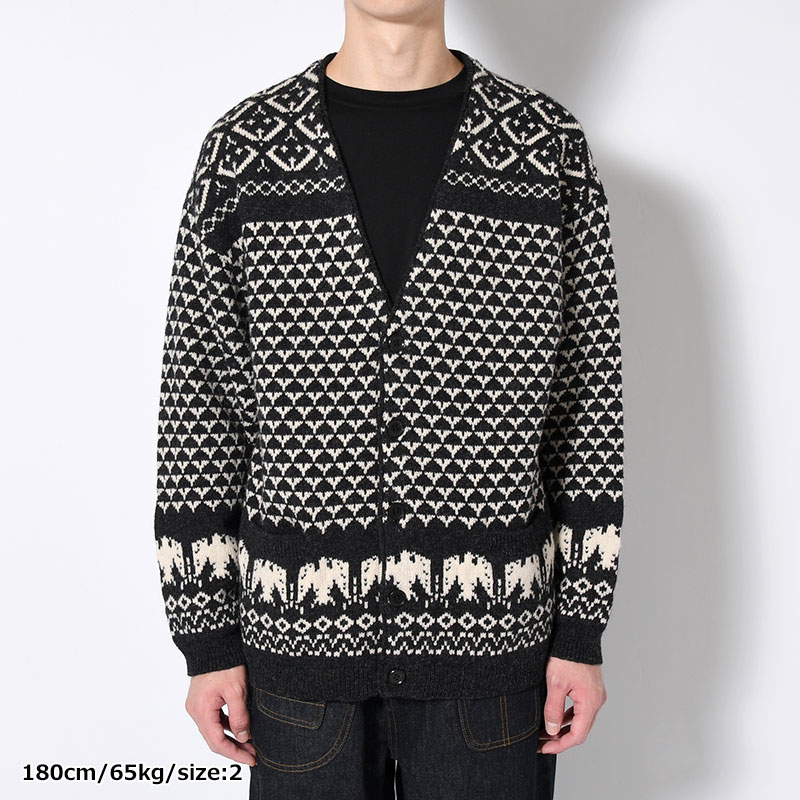 SHETLAND NORDIC CARDIGAN -BLACK-