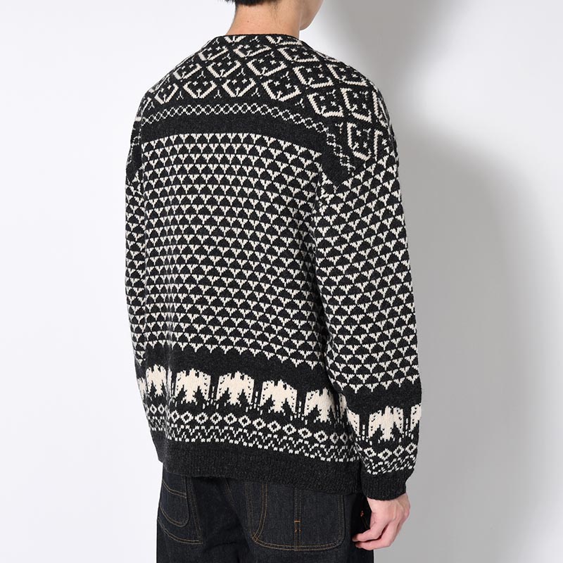 SHETLAND NORDIC CARDIGAN -BLACK-