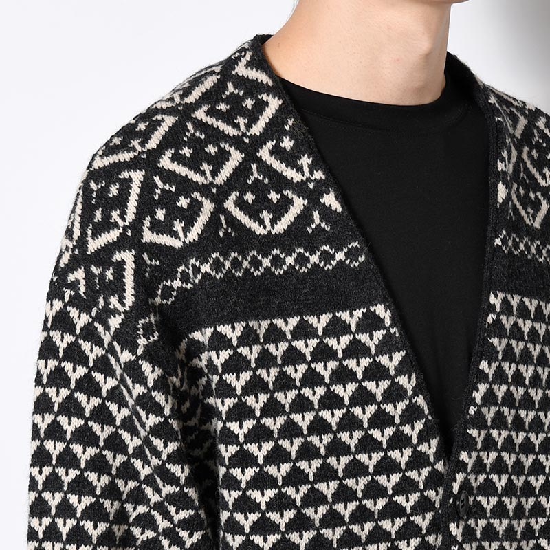 SHETLAND NORDIC CARDIGAN -BLACK-