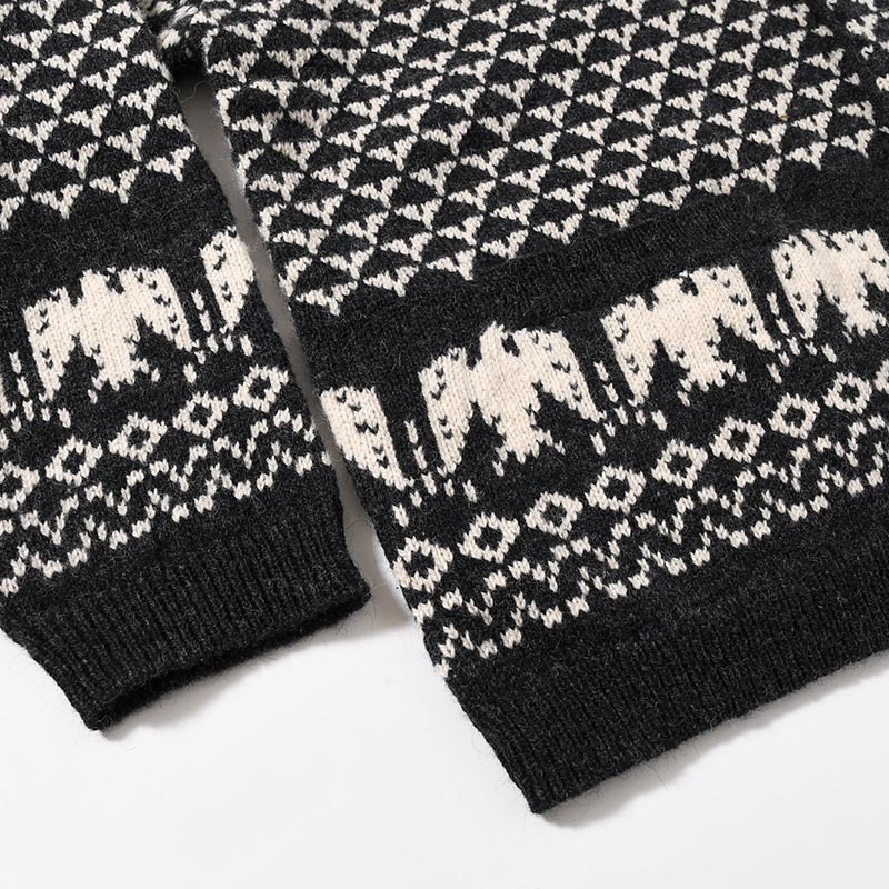 SHETLAND NORDIC CARDIGAN -BLACK-