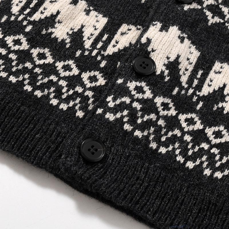 SHETLAND NORDIC CARDIGAN -BLACK-