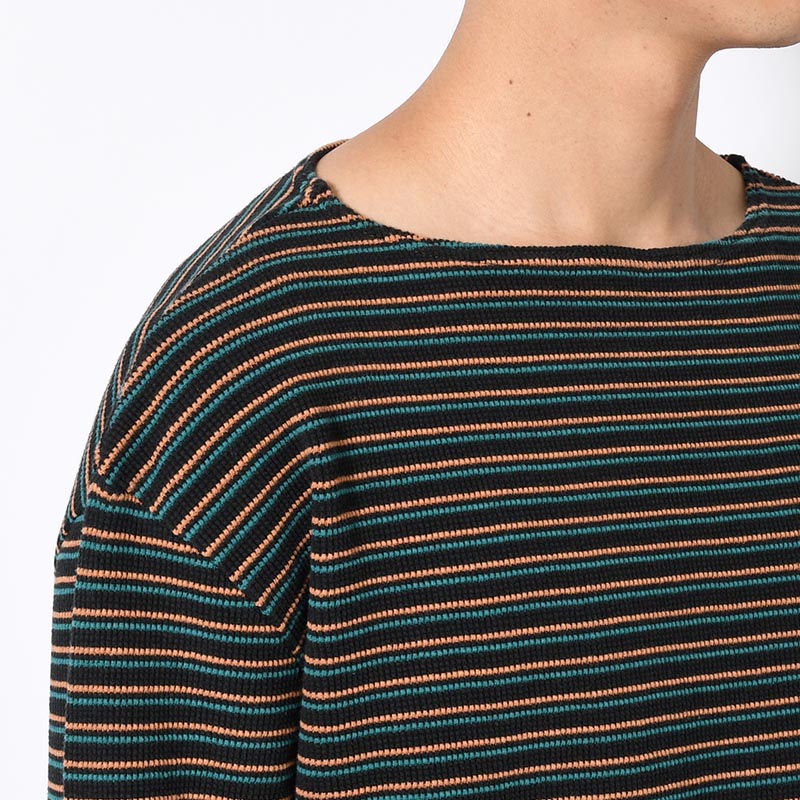 BOATNECK WAFFLE BORDER -BLACK-