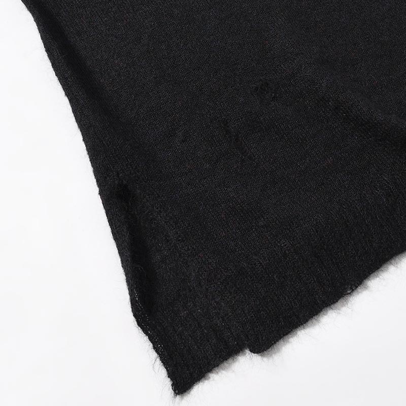 7G1P PLAIN STITCH SIDE SLIT HIGH NECK -BLACK-