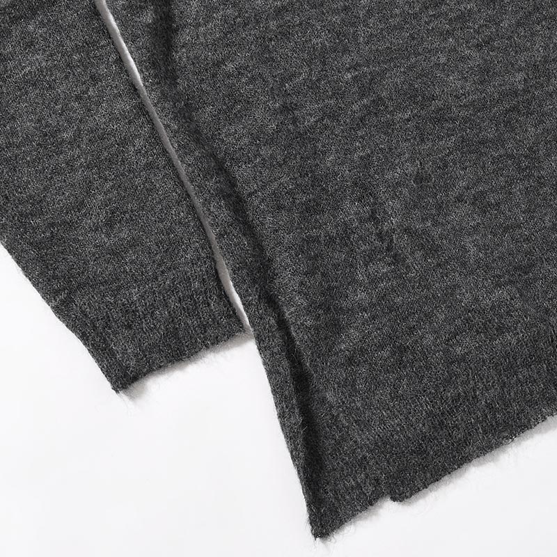 7G1P PLAIN STITCH SIDE SLIT HIGH NECK -CHARCOAL-