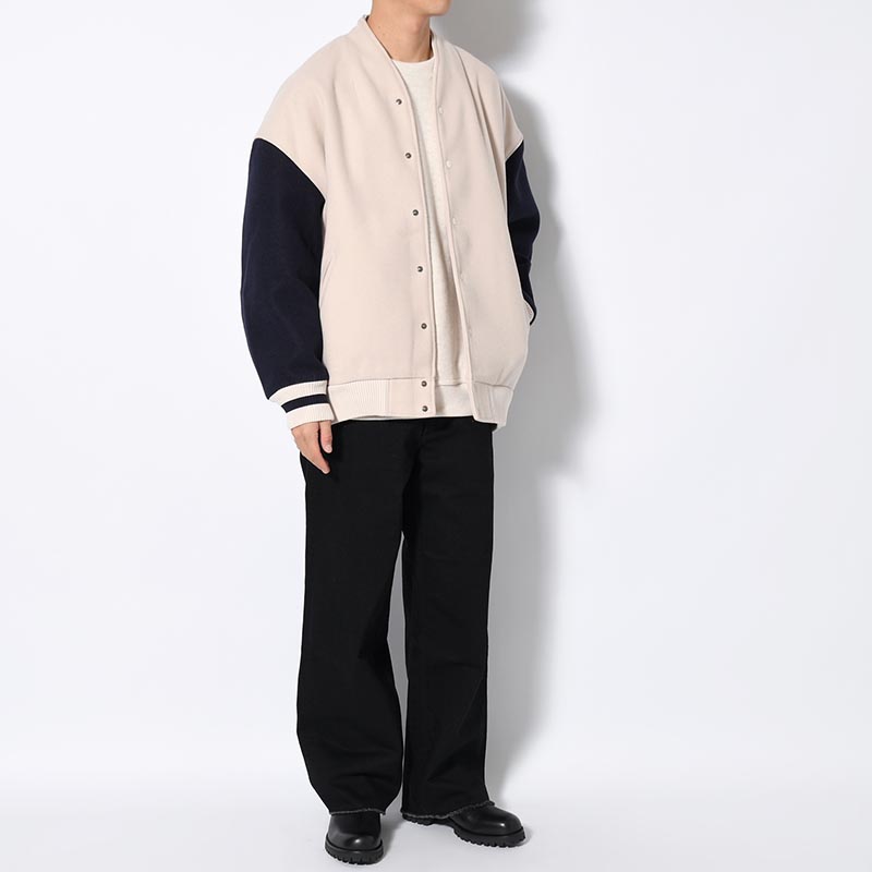 "RIOT VARSITY" NO COLLAR EGG JACKET -2.COLOR-