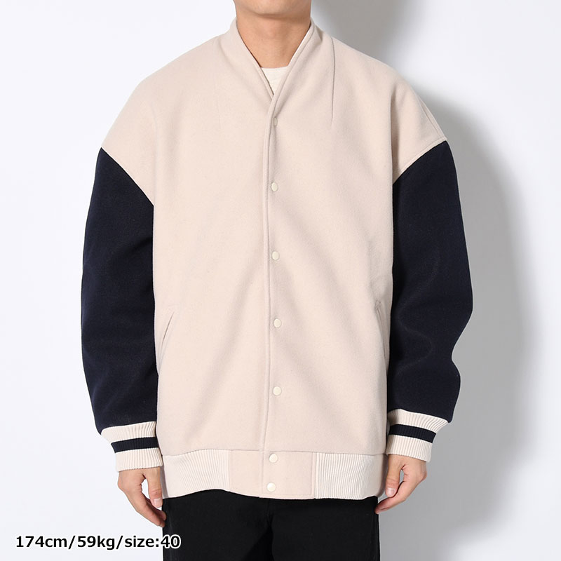 "RIOT VARSITY" NO COLLAR EGG JACKET -2.COLOR-