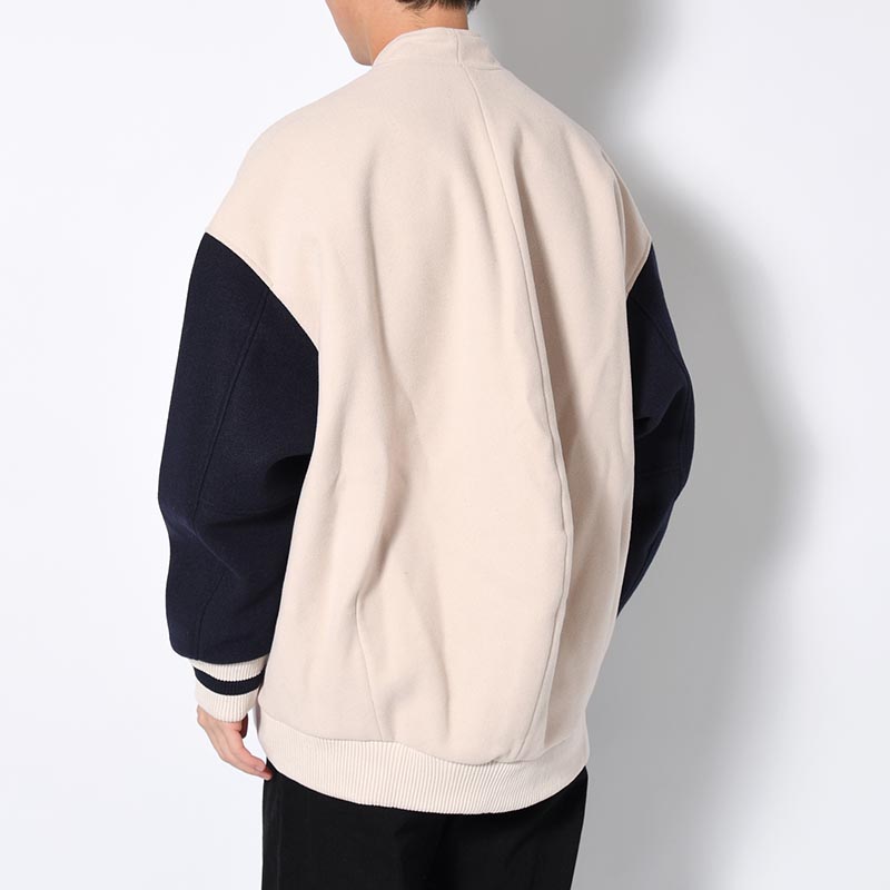 "RIOT VARSITY" NO COLLAR EGG JACKET -2.COLOR-