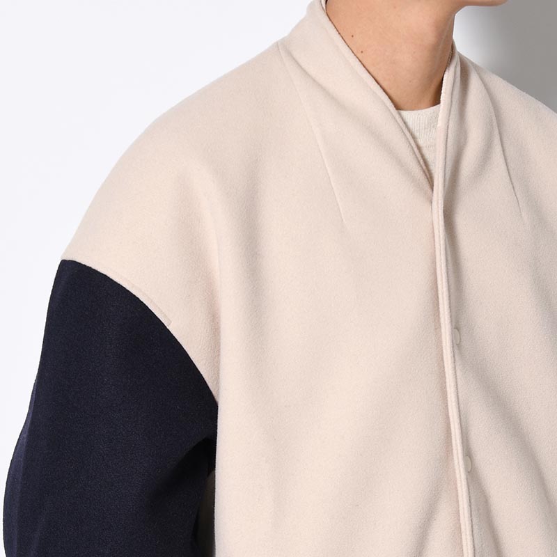 "RIOT VARSITY" NO COLLAR EGG JACKET -2.COLOR-