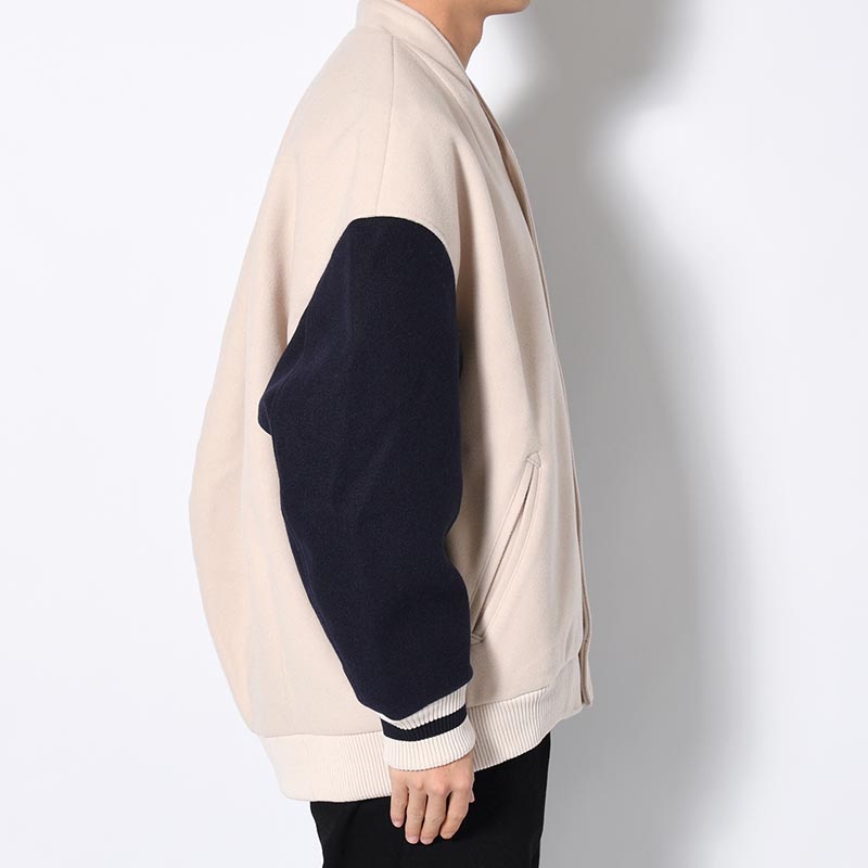 "RIOT VARSITY" NO COLLAR EGG JACKET -2.COLOR-