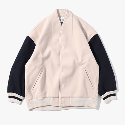 "RIOT VARSITY" NO COLLAR EGG JACKET -2.COLOR-