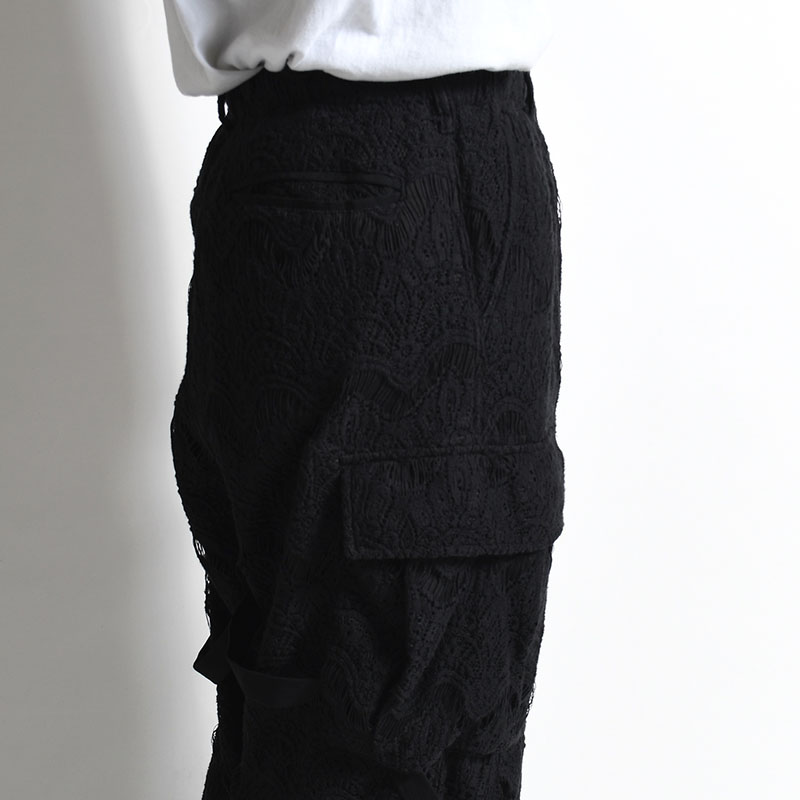 LACE BONDAGE CARGO PANTS -BLACK-