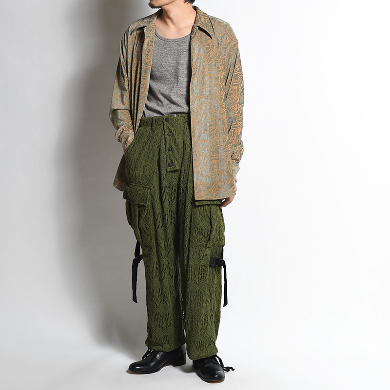 LACE BONDAGE CARGO PANTS -KHAKI-