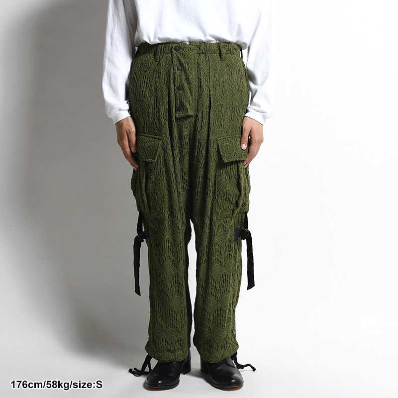 LACE BONDAGE CARGO PANTS -KHAKI-