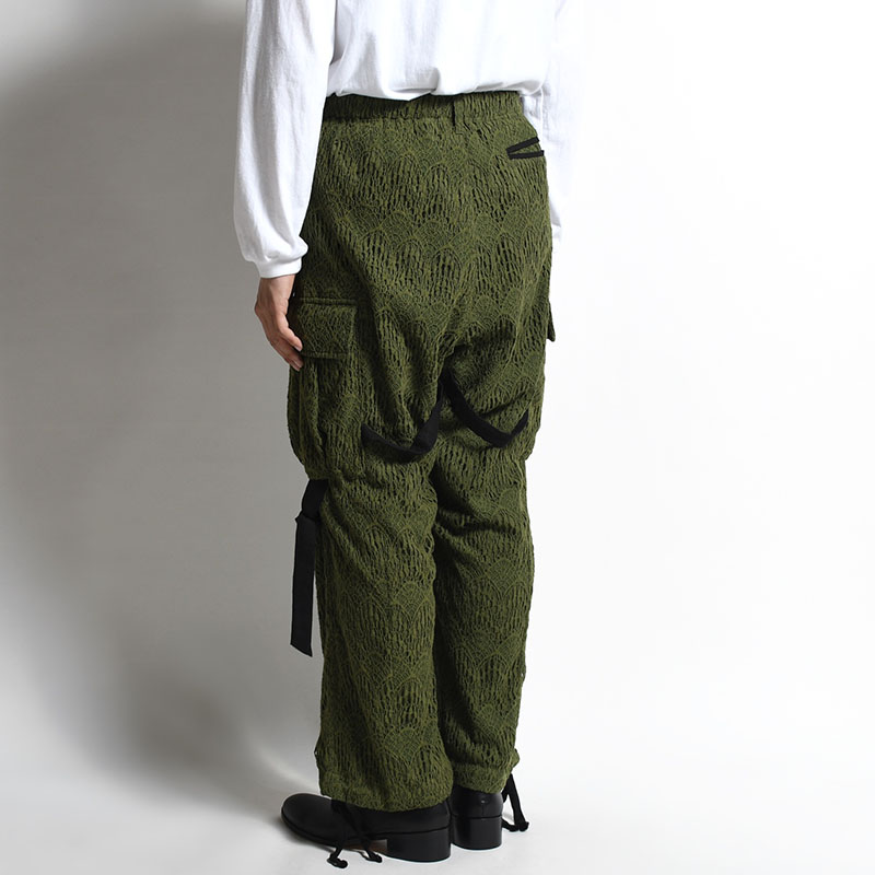 LACE BONDAGE CARGO PANTS -KHAKI-