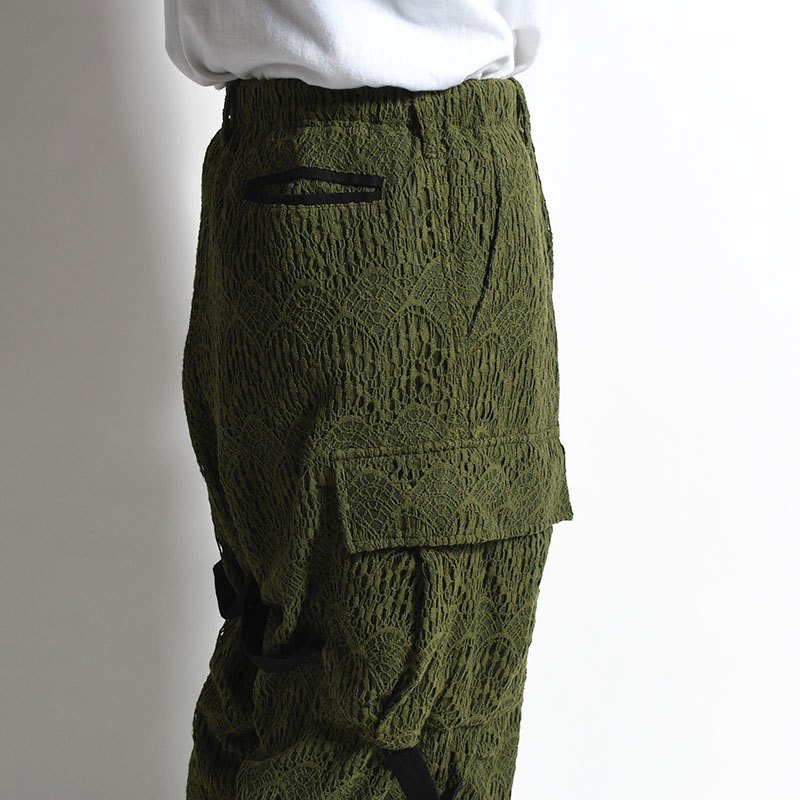 LACE BONDAGE CARGO PANTS -KHAKI-