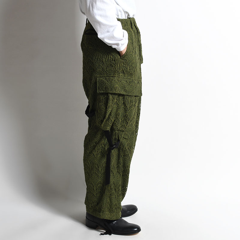 LACE BONDAGE CARGO PANTS -KHAKI-