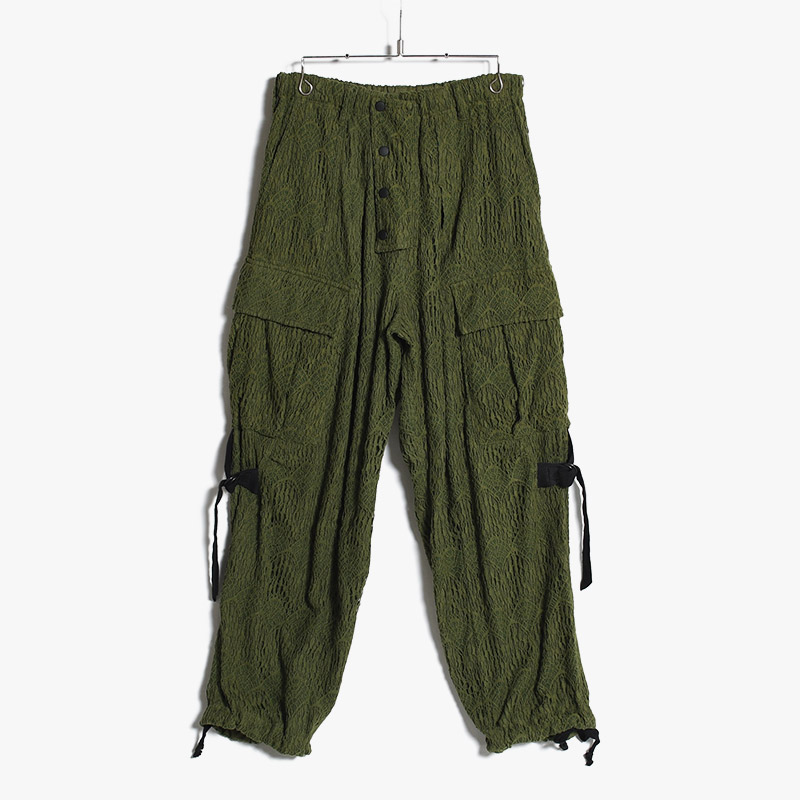 LACE BONDAGE CARGO PANTS -KHAKI-