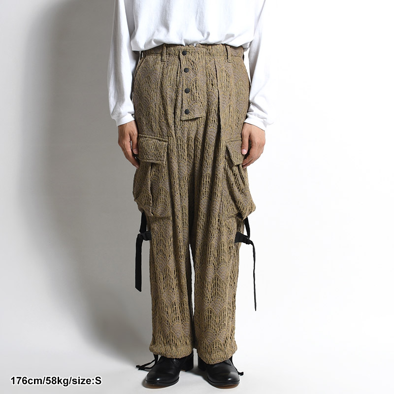 LACE BONDAGE CARGO PANTS -BEIGE-