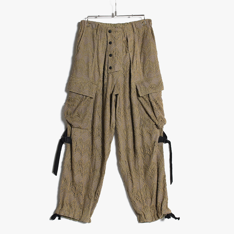 LACE BONDAGE CARGO PANTS -BEIGE-