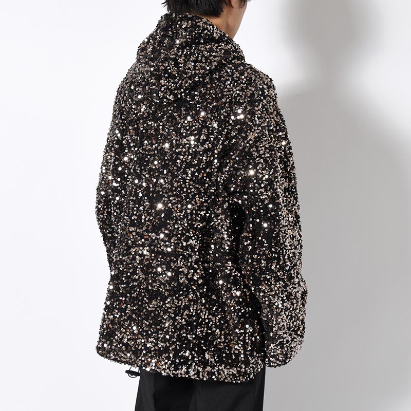 SEQUINS MOUNTAIN SMOCK PARKER -BLACK-