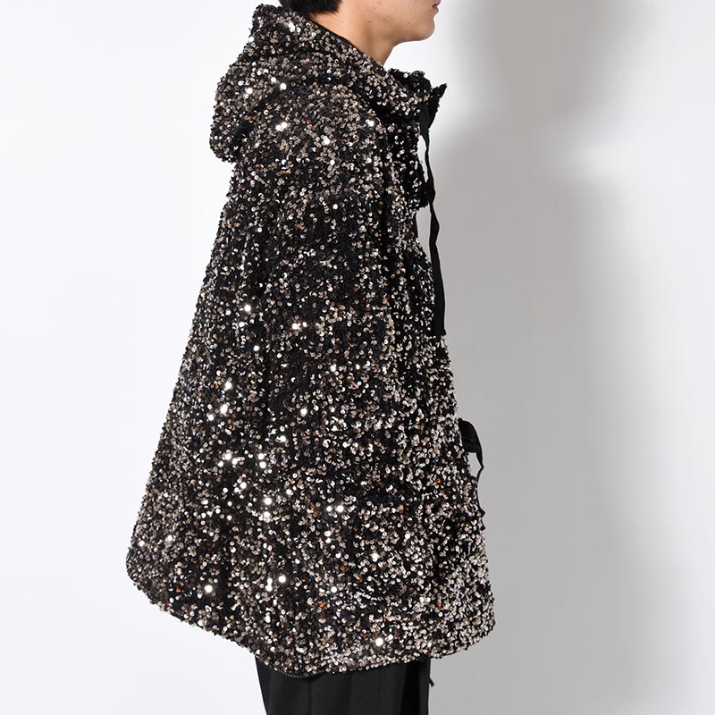 SEQUINS MOUNTAIN SMOCK PARKER -BLACK-