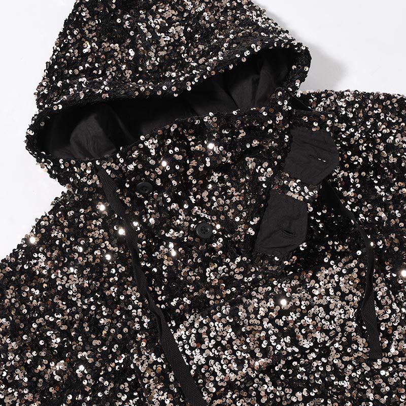 SEQUINS MOUNTAIN SMOCK PARKER -BLACK-