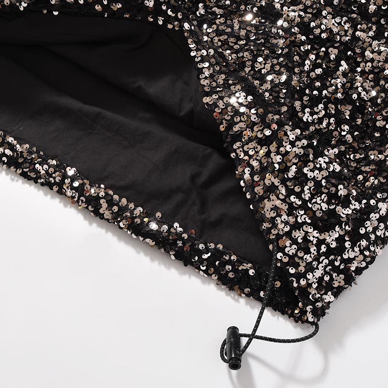 SEQUINS MOUNTAIN SMOCK PARKER -BLACK-