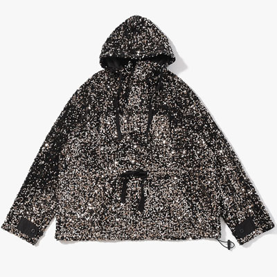 SEQUINS MOUNTAIN SMOCK PARKER -BLACK-