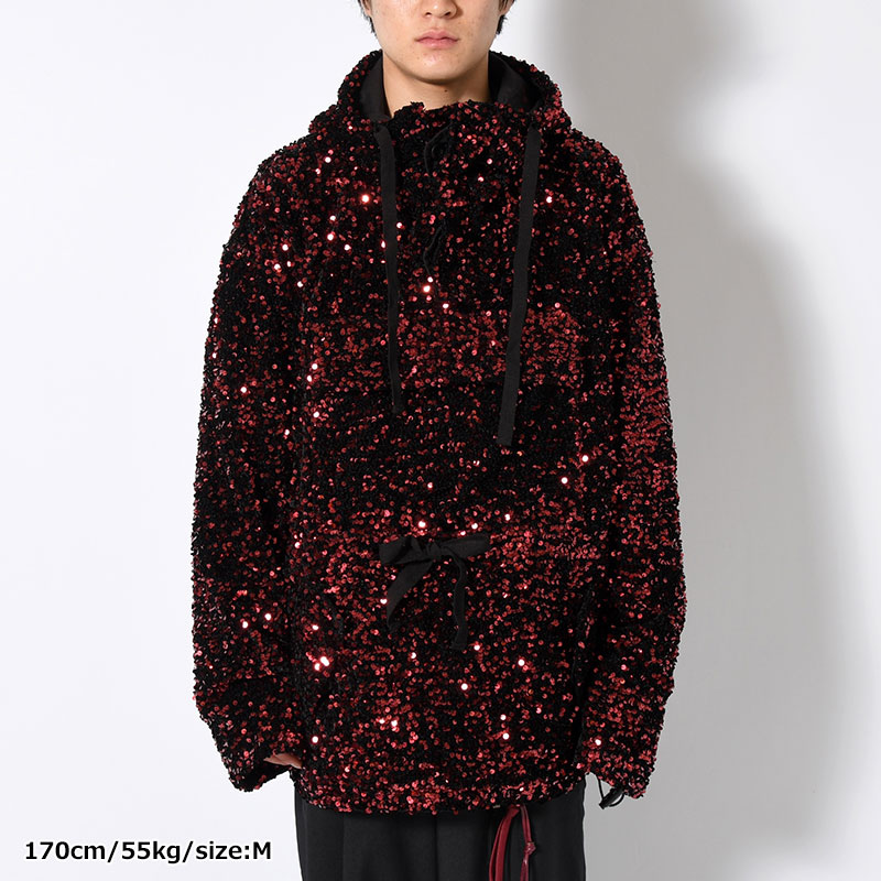 SEQUINS MOUNTAIN SMOCK PARKER -RED-