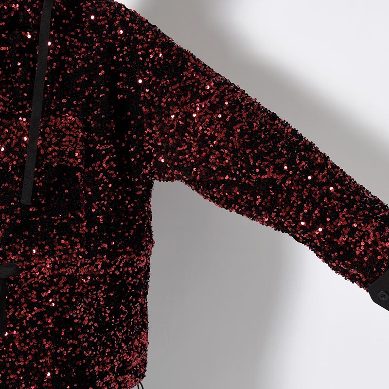 SEQUINS MOUNTAIN SMOCK PARKER -RED-