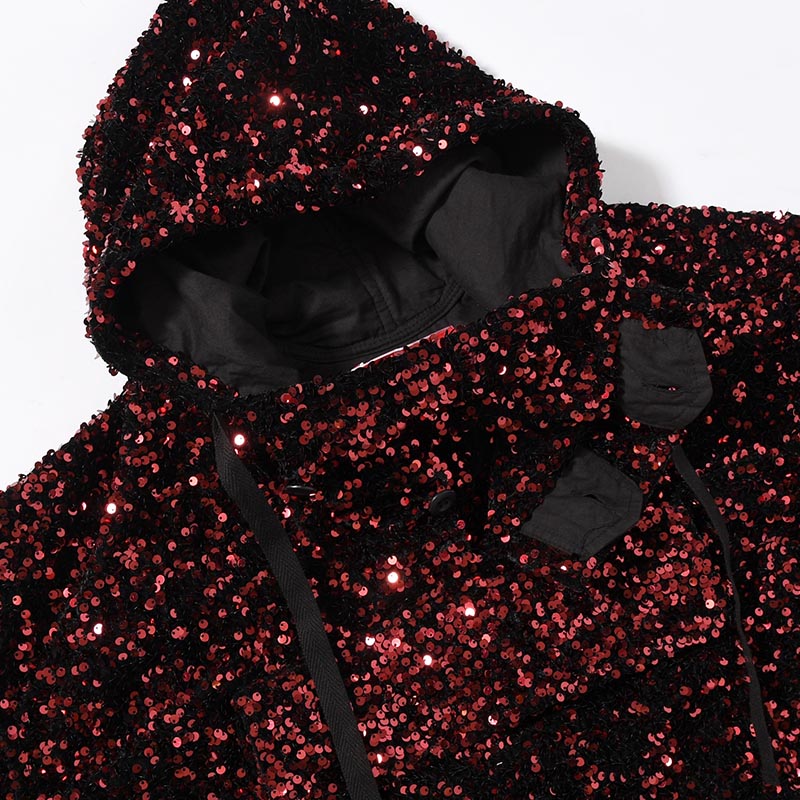 SEQUINS MOUNTAIN SMOCK PARKER -RED-