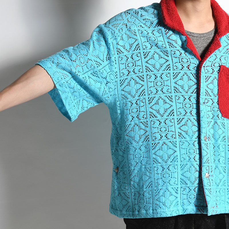 BOWLING LACE S/S SHIRT -TURQUOISE-