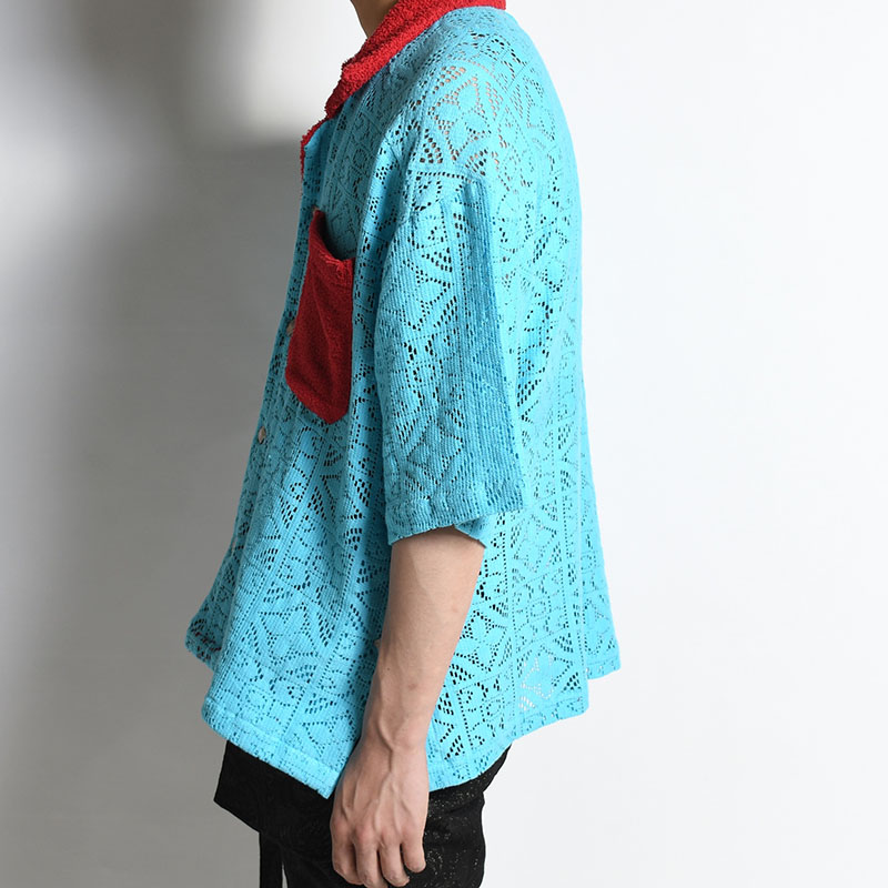 BOWLING LACE S/S SHIRT -TURQUOISE-