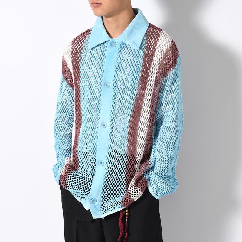 AMI ART POLO CARDIGAN -SAX-