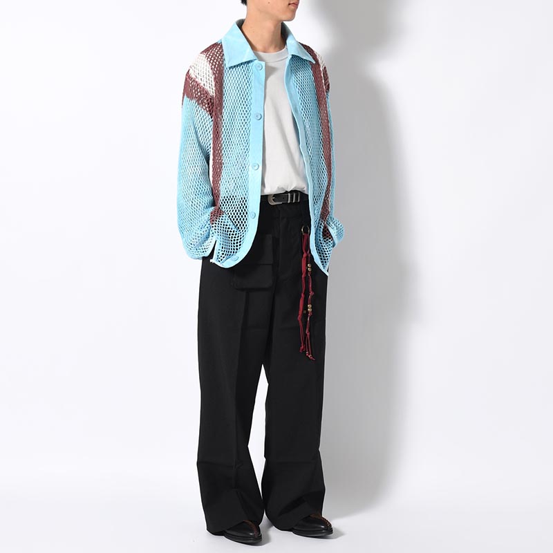 AMI ART POLO CARDIGAN -SAX-